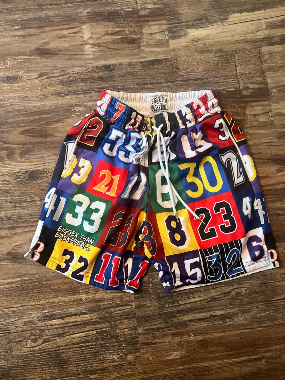 Kids Multicolor Number-Print Basketball Shorts with Drawstring